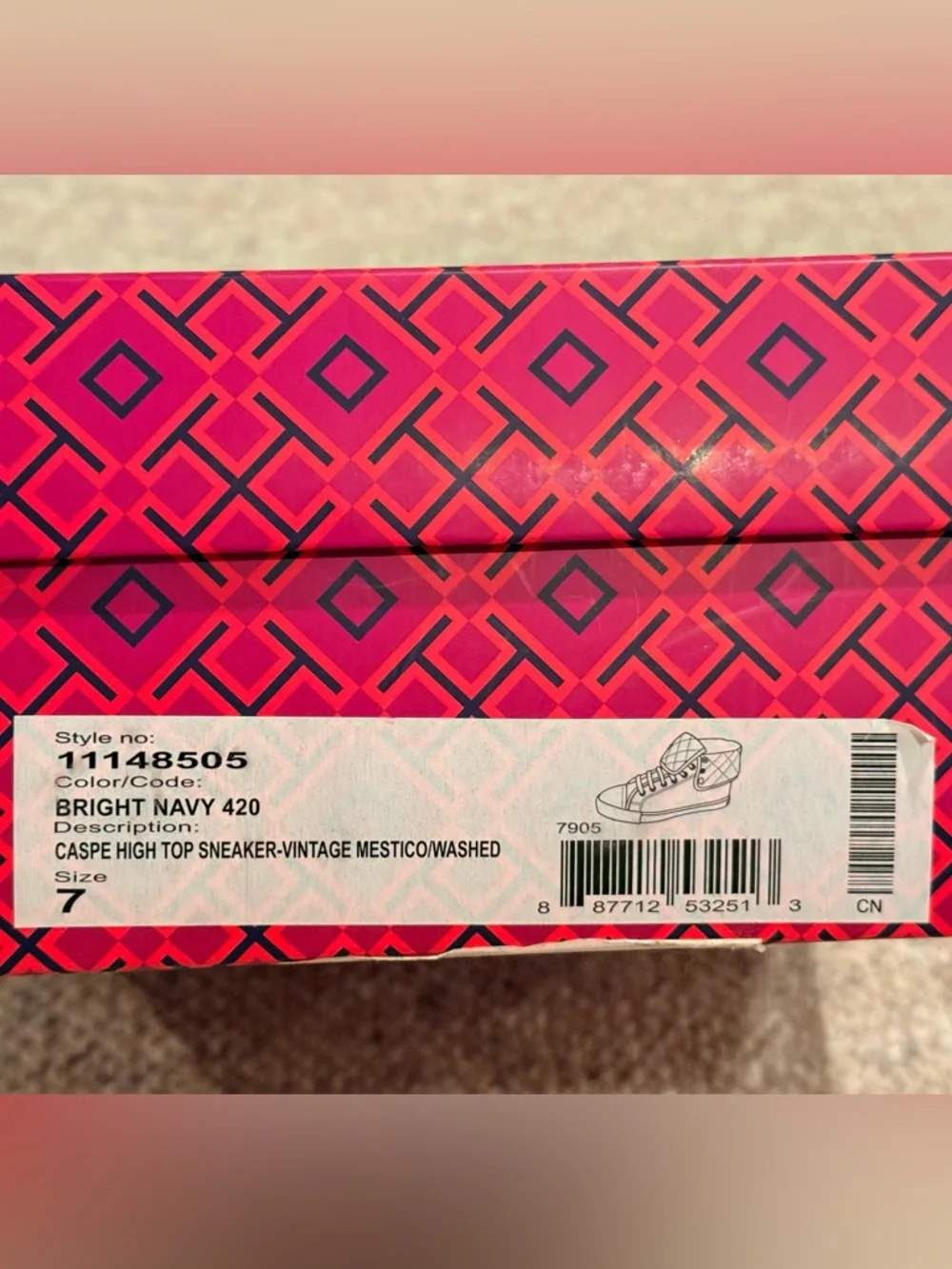 Tory Burch Quilted Navy High-Top Leather Sneakers